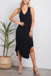 Vestido midi sin mangas con cuello en V "NO CREO"